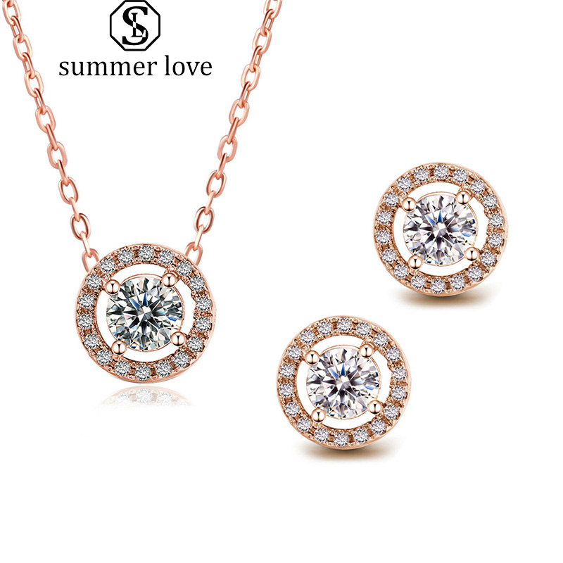 New Arrival Round Cubic Zirconia Stud Earring Necklace Bracelet for Women Rose Gold Silver Crystal Earring Fashion Jewelry Set Gift
New Arrival Round Cubic Zirconia Stud Earring Necklace Bracelet for Women Rose Gold Silver Crystal Earring Fashion Jewelry Set Gift