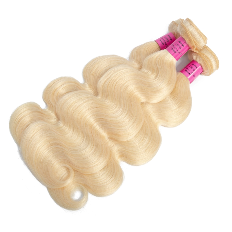 Brazilian Virgin Hair 613 Color Straight 3 Bundles With 4X4 Lace Closure Body Wave Bundle 13X4 Lace Frontal Peruvian Human Hair Blonde