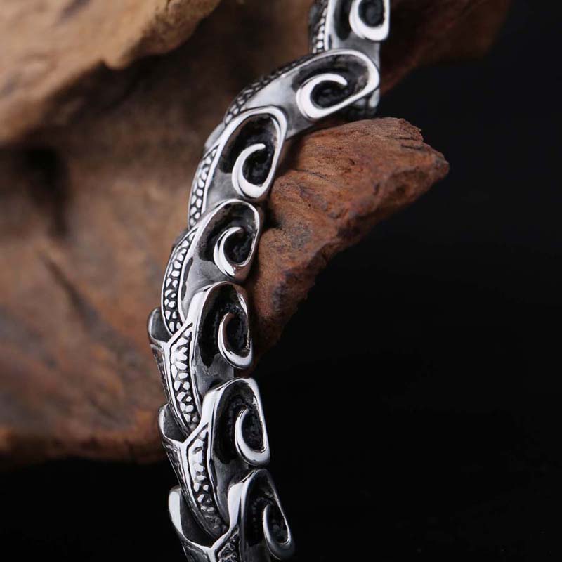 Snake Shape Pattern Chain Bracelet Men's Ancient Silver 316L Stainless Steel Titanium Steel Bangle Jewelry