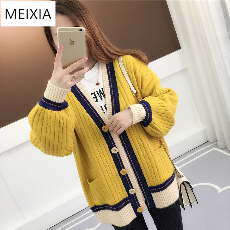 Woman Sweaters Cardigan Contrast Color Knitted Coat Long Sleeve V-neck Jacket Korean Causal Plus Size Women Cardigans, Green
Woman Sweaters Cardigan Contrast Color Knitted Coat Long Sleeve V-neck Jacket Korean Causal Plus Size Women Cardigans, Green