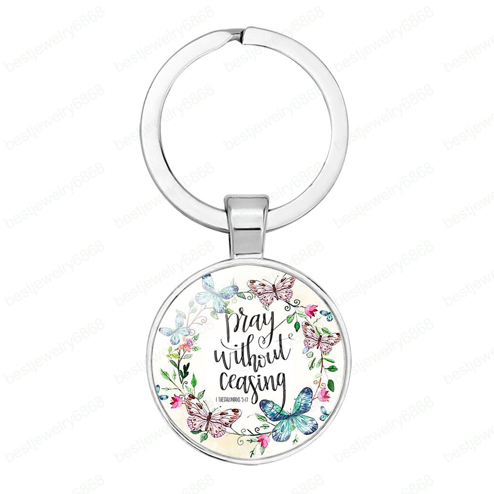 High Quantity Fashion Bible Verses Key Chain 17 Styles Glass Dome Keychains Scripture Quote Jewelry Christian Faith Inspirational Gift