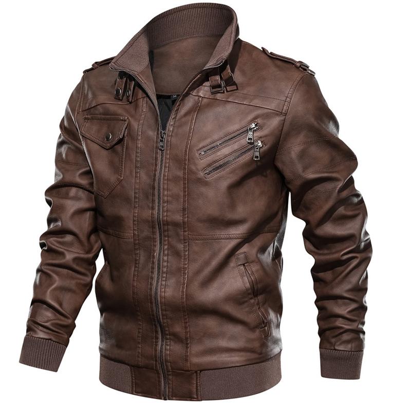 Men's Jackets Men Leather Jacket Fashion Autumn Winter Casual Motorcycle Pu 3xl