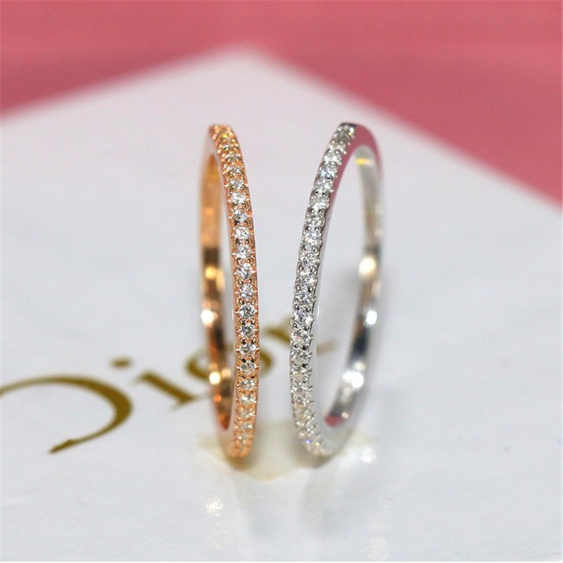 Eternity Lovers ring 100% Real 925 Sterling silver Diamond Promise Engagement wedding band rings for women Bridal Jewelry Gift