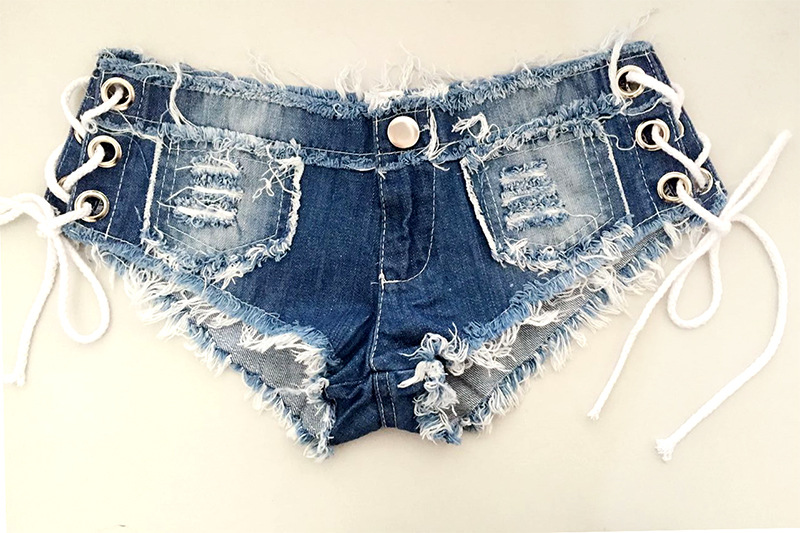 Women Sexy Jeans Shorts Summer Fashion Low-waist Denim Knotted Band Mini Short Beach Casual Shorts Sexy Club Party Bikini Bottom