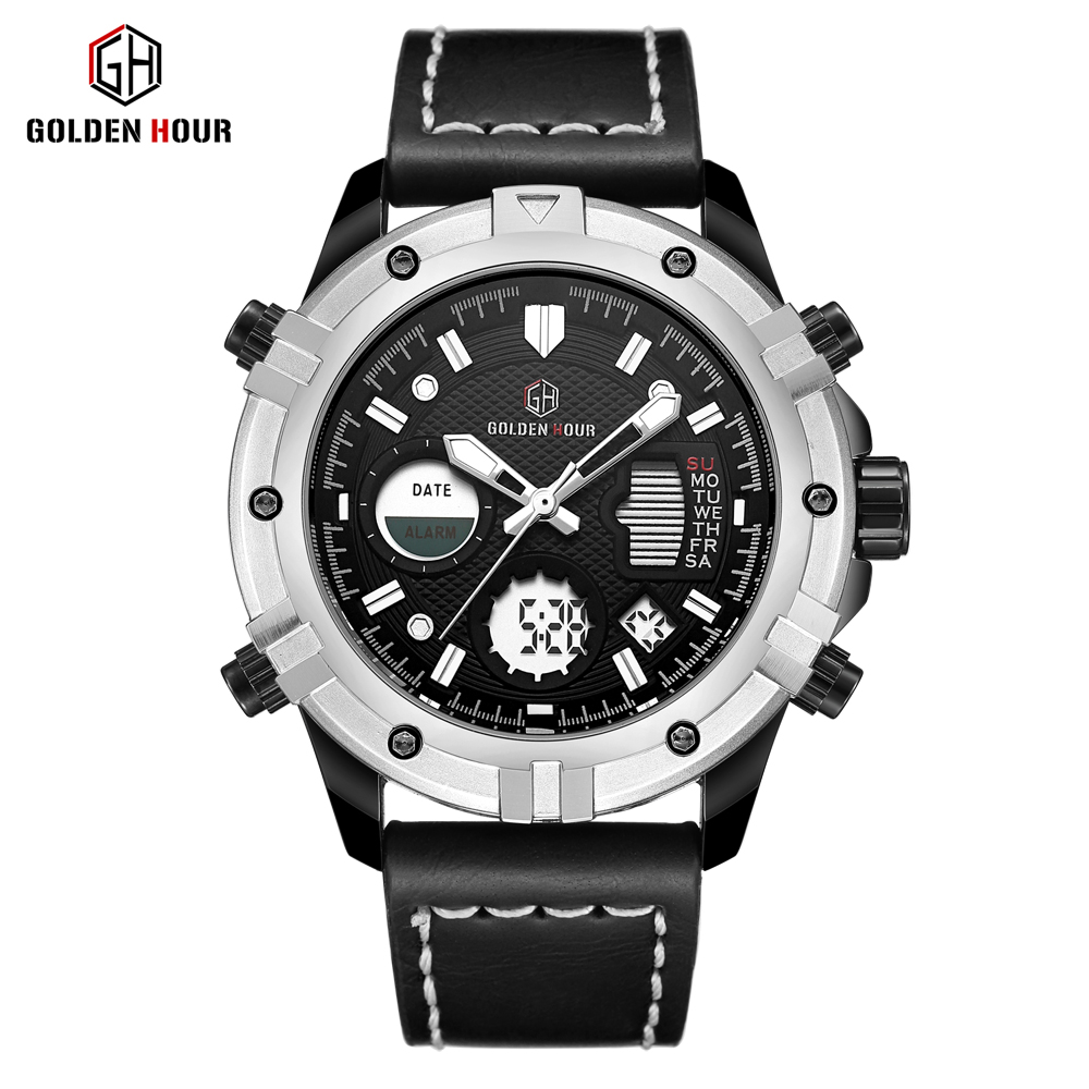GOLDENHOUR Business Genuine Leather Mens Quartz Watch Sport Man Male Clock Waterproof Military Wrist Watches Relogio Masculino, Black
GOLDENHOUR Business Genuine Leather Mens Quartz Watch Sport Man Male Clock Waterproof Military Wrist Watches Relogio Masculino, Black