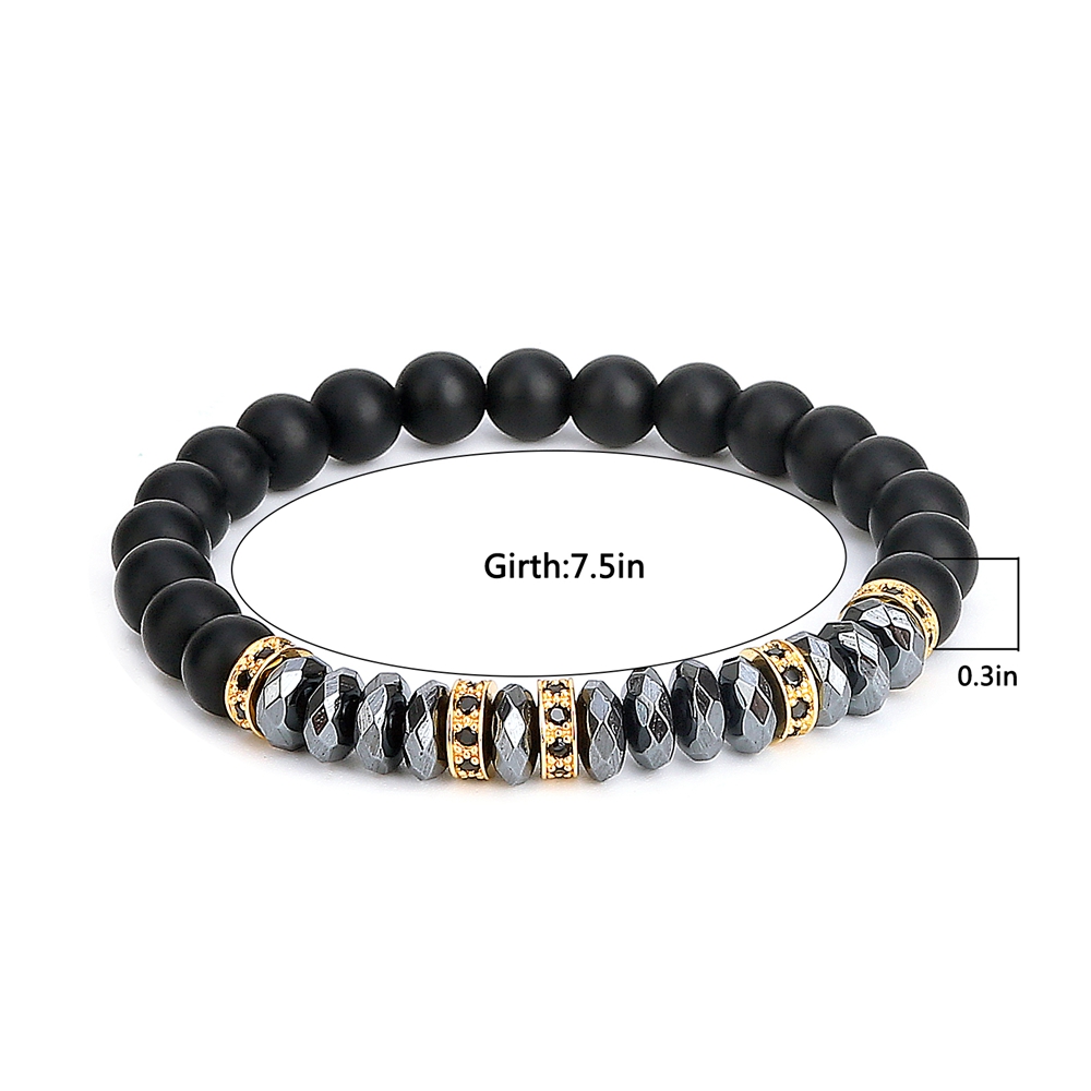 Bead Bracelets for Men Charm Black Bull Matte Onyx Stone Bangle Fashion 8MM Charm Ox Head Bracelets & Bangles Jewelry
