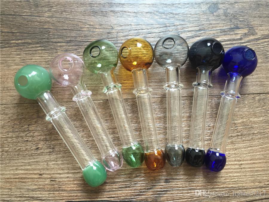 Cheap 12cm 30mm colorful Glass Spoon smoking hand tobacoo pipe for herb glass oil burner pipe