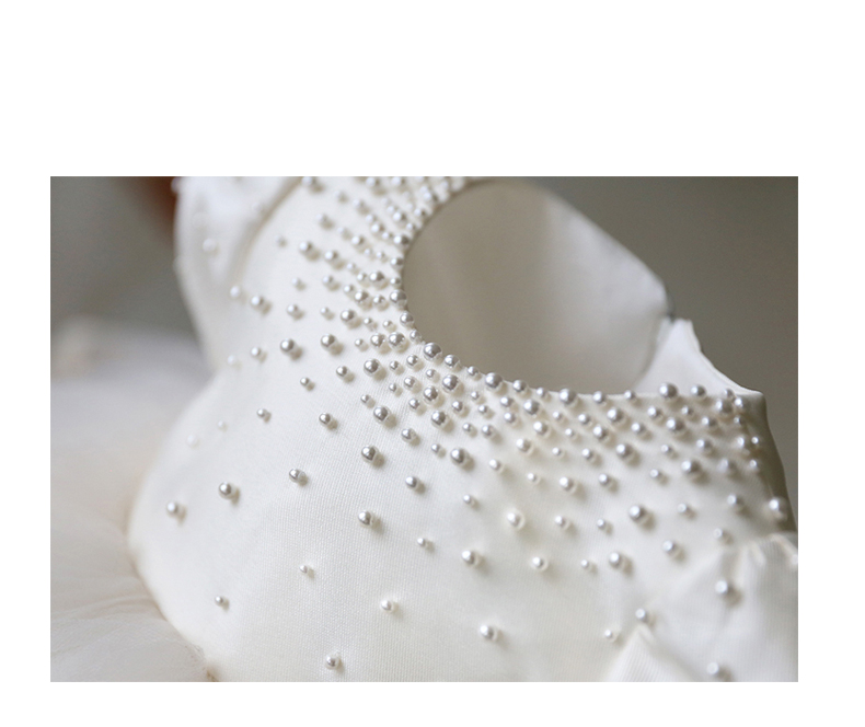 Beaded Baby Girl Dresses Newborn 1st Birthday Dress Layered Tulle Bow Little Girl Party Dress Infant Baptism Christening Gown