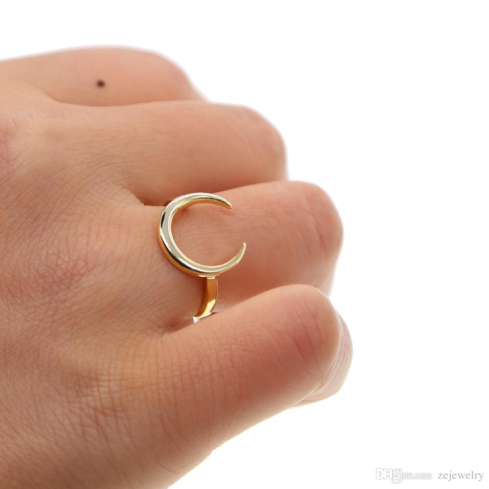 2018 New fashion Geometric Copper Anillos High Quality gold Color Ring Crescent Thin Delicate moon Finger Rings For Women girl charm jewelry