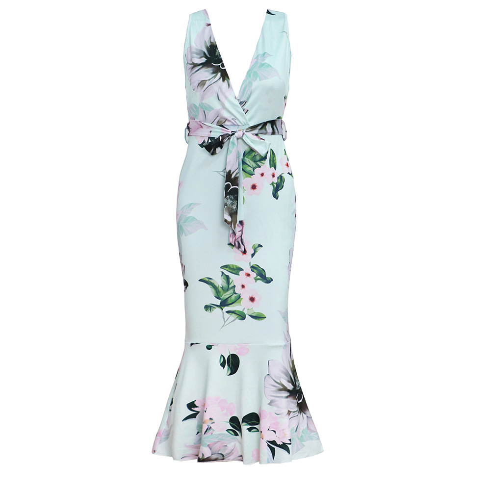 hot sale Summer Women Ruffled Flouncing Short-sleeved Waistband Long Dress V-neck High Waist Solid Elegant Ladies Sashes Vestidos