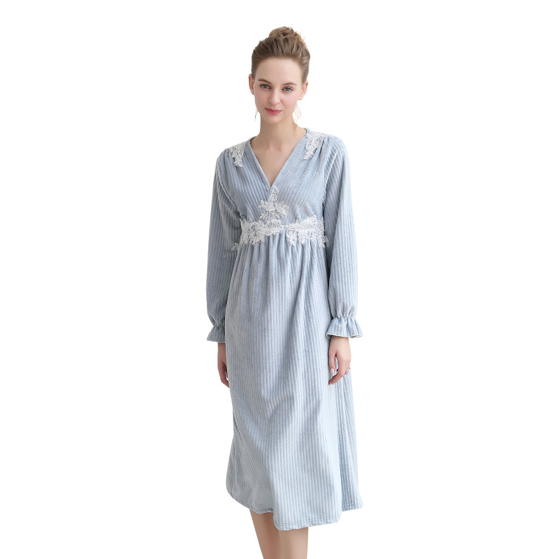 Home Ladies Dress Loose Mid-length Sexy Women Autumn and Winter New European and American Long-sleeved Flannel Nightdress, Orange
Home Ladies Dress Loose Mid-length Sexy Women Autumn and Winter New European and American Long-sleeved Flannel Nightdress, Orange