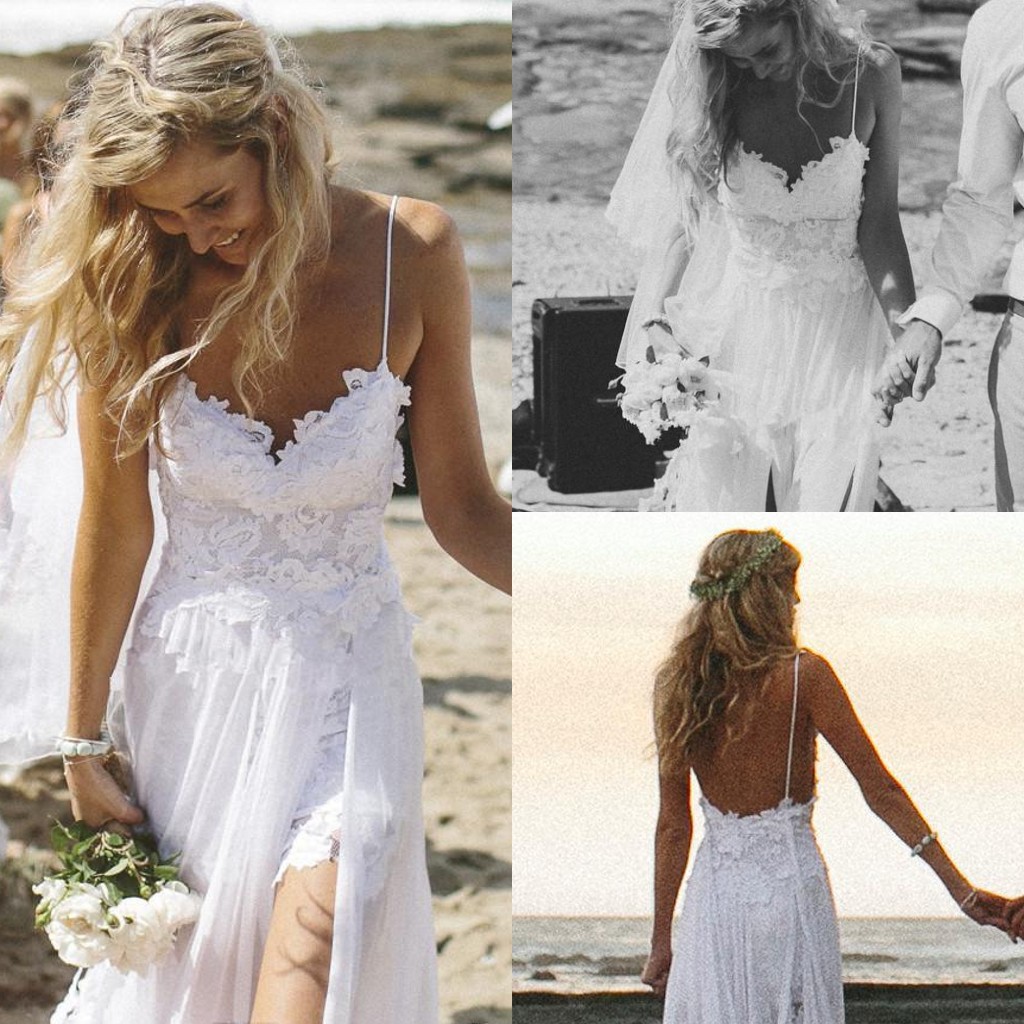 Summer Beach 2020 Wedding Dresses Sexy Backless White Spaghetti Sheath High Split Lace Applique Chiffon Bridal Gowns Dress Women, Pink
Summer Beach 2020 Wedding Dresses Sexy Backless White Spaghetti Sheath High Split Lace Applique Chiffon Bridal Gowns Dress Women, Pink