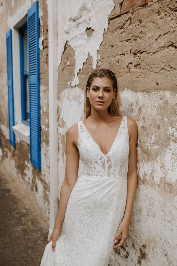 Daisy Brides 2019 Mermaid Wedding Dresses V Neck Lace Appliqued Sweep Train Bohemian Wedding Dress Custom Made Plus Size Vestidos De Novia