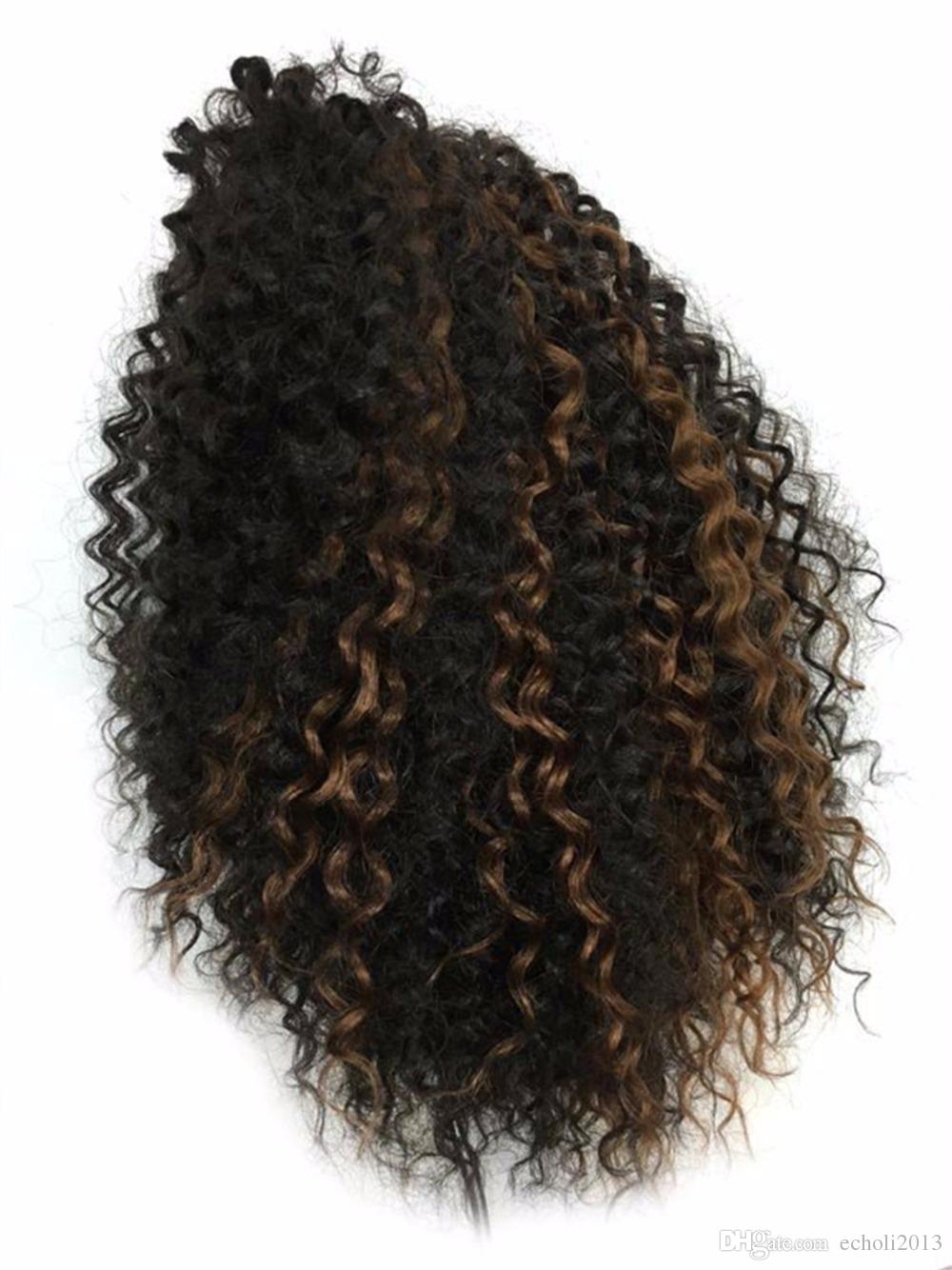 Kinky curly drawstring ponytail hairpiece Natural highlights sports hairstyle human hair ponytail extension 120g 140g 1b/30