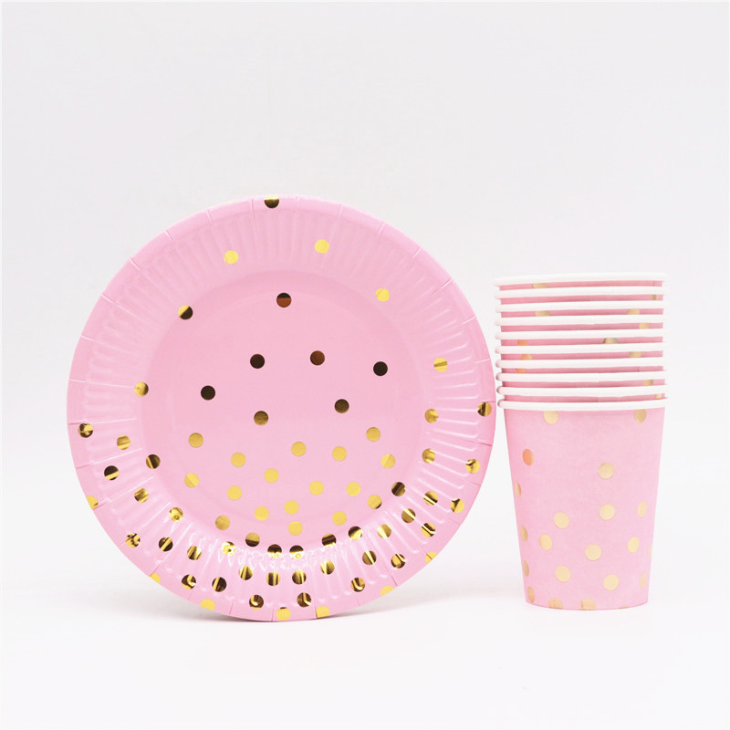 Disposable Dinnerware Colorful Gold Disposable tableware Plate Cup Napkins Star for baby birthday party Wedding decoration