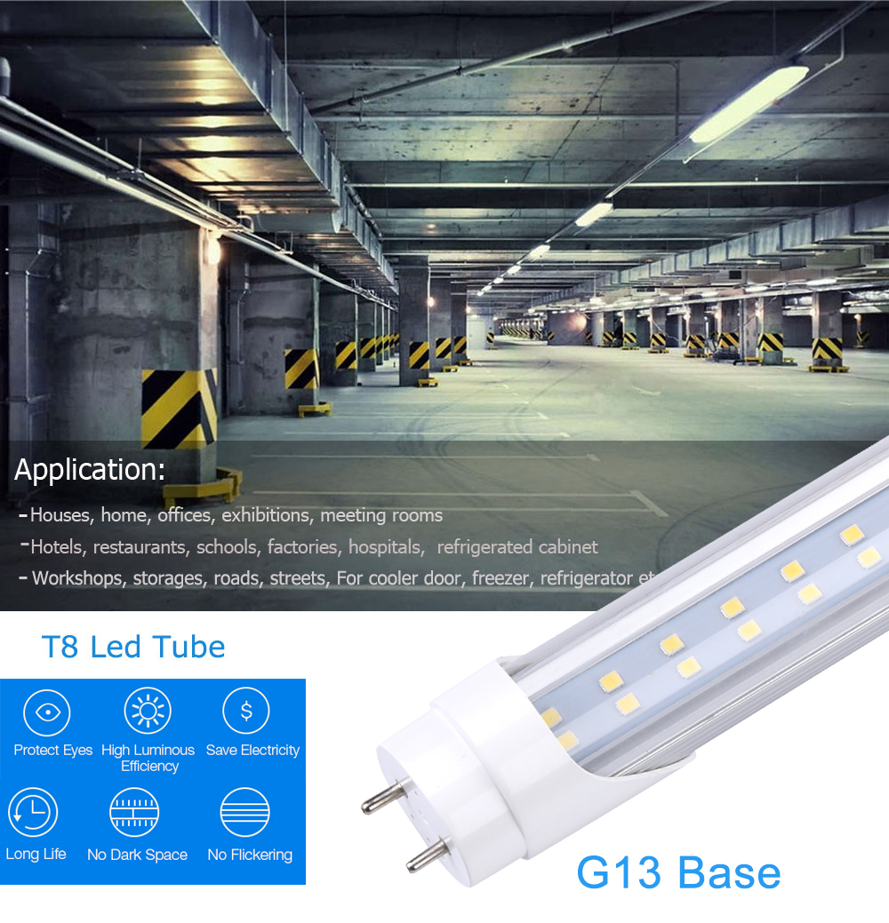 T8 LED Light Tubes 4 ft 4feet 18W 22W 28W Bulbs Lighting Fluorescent Tube 4ft G13 Bi-pin Dual Ended Power Warehouse Garage Shop Lamp