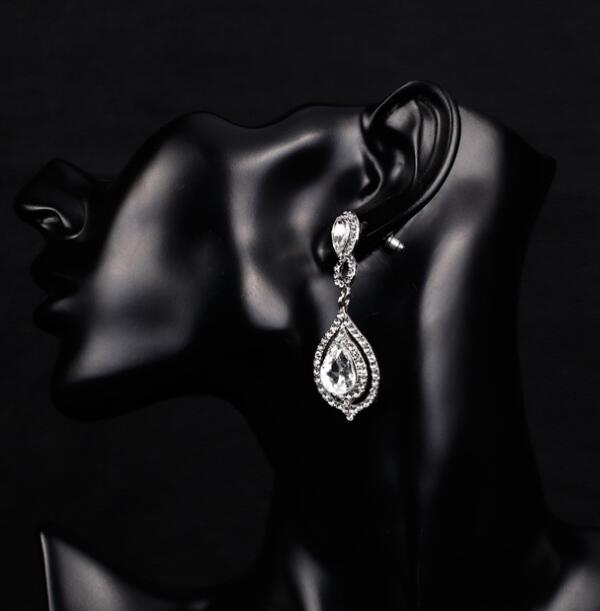 Shining Crystals Earrings Rhinestones Long Drop Earring For Women Bridal Jewelry Wedding Gift For Bridesmaids In Stock Cheap Whole Sale
