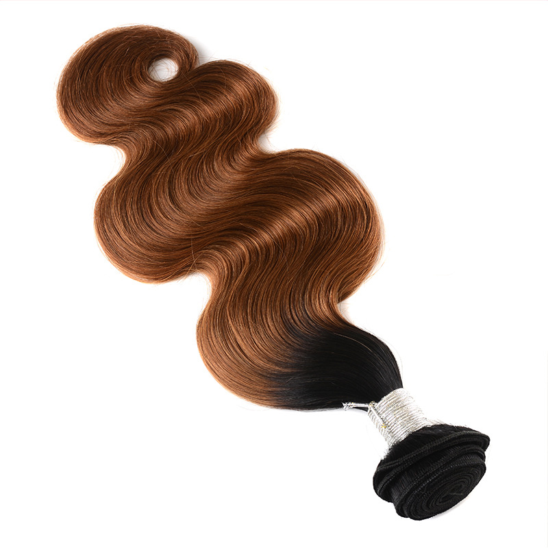 Indian Virgin Bundles Body Wave 1B 30 Ombre Human Extensions 4 Pcs T1b/30 Two Tones Color Hair Wefts