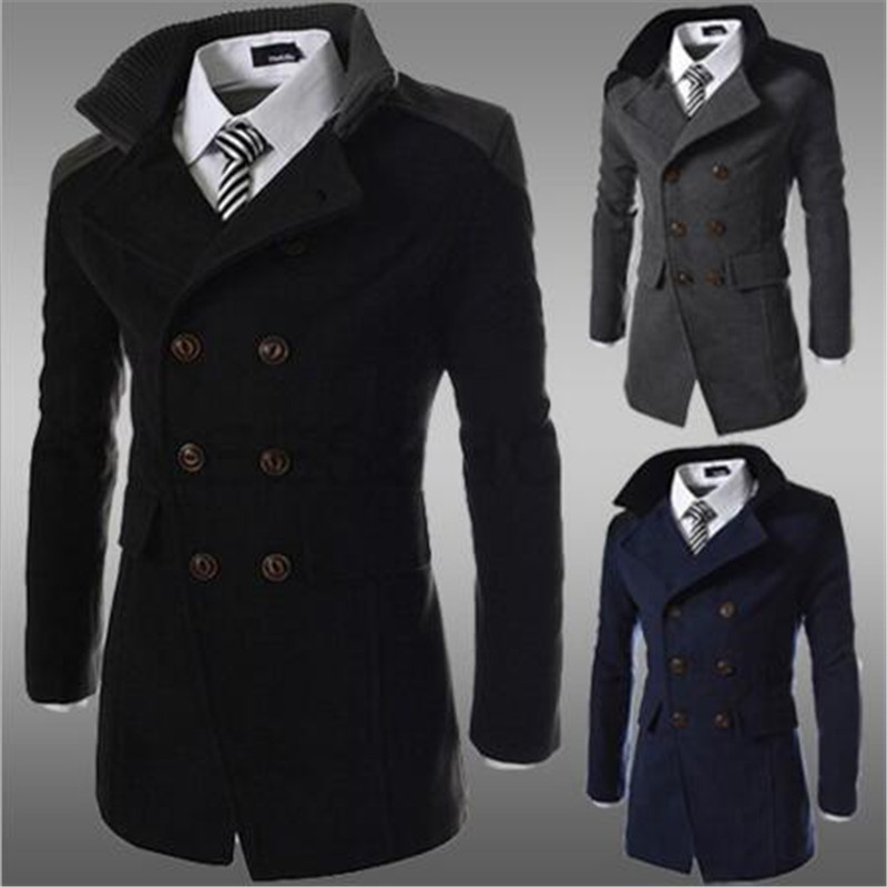 British style slim woolen coats men steampunk trench coat men casual stand collar formal overcoat winter warmth thickening windbreaker, Black
British style slim woolen coats men steampunk trench coat men casual stand collar formal overcoat winter warmth thickening windbreaker, Black