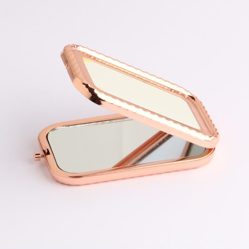 Portable Pocket mirror girl rectangular shaped foldable double makeup mirror Travel tool fast shipping F2308