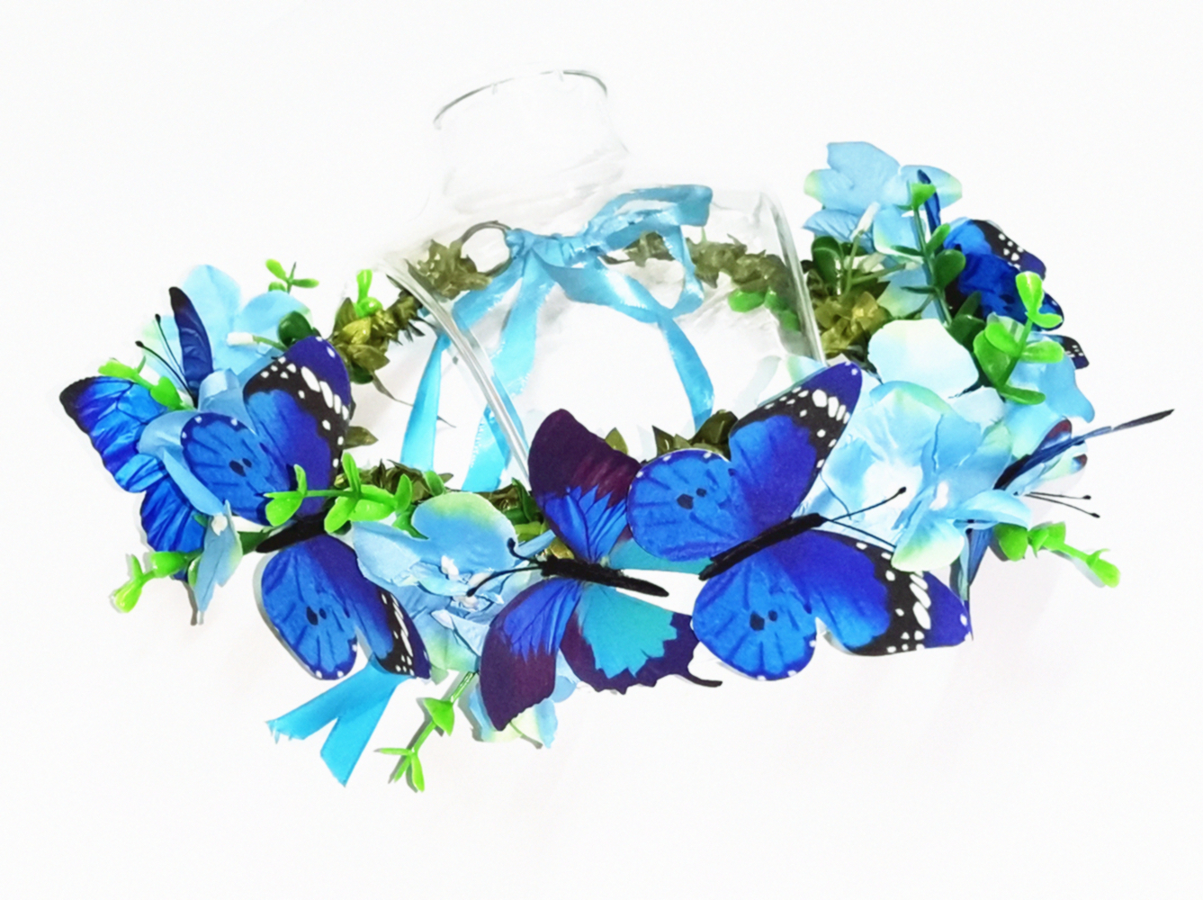 navy bule butterflies and blue flowers crown wedding hair accessories wedding accessories bridal headband headpiece for women or ladies