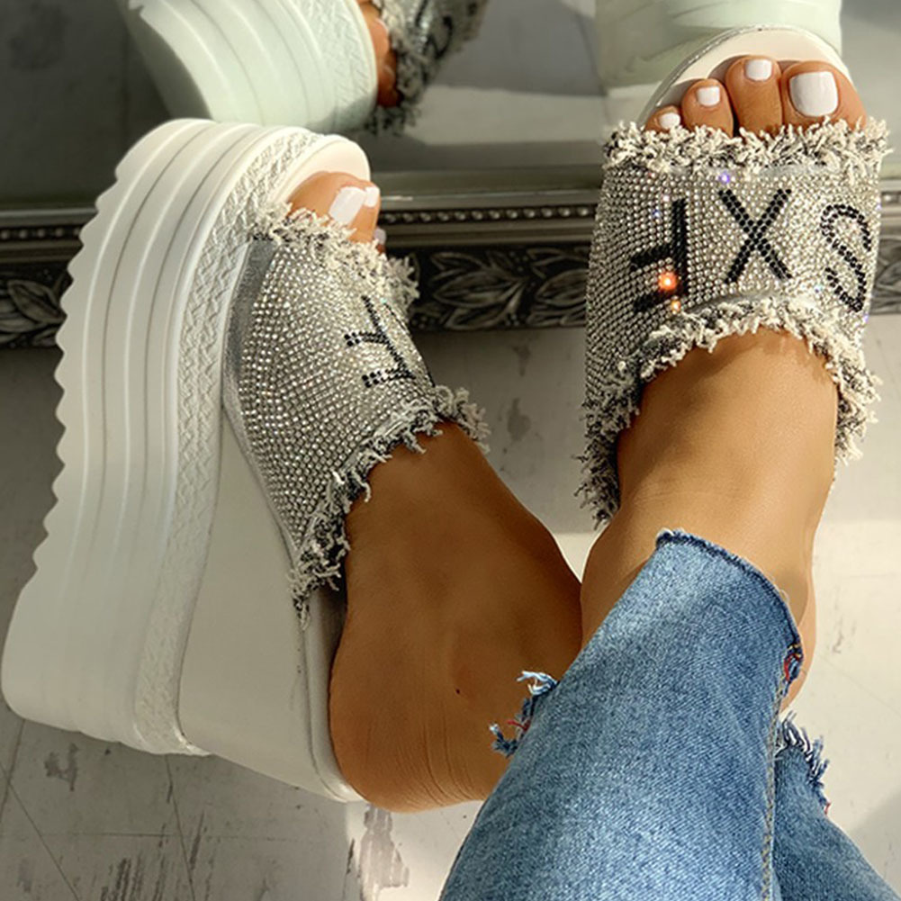 Karinluna high heels 2020 dropship crystals High Heels leisure Summer Wedges Sandals Woman Shoes Women platform Mules Slipper Y200702