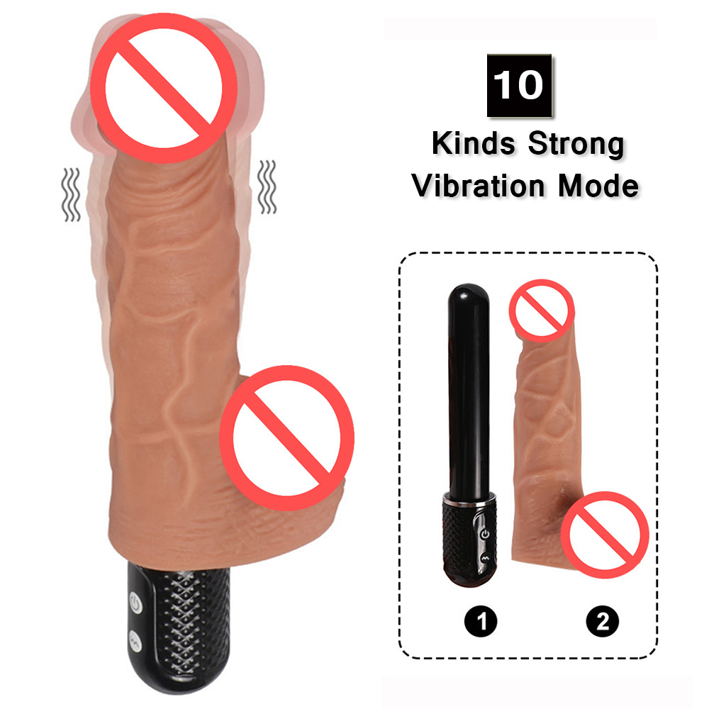 Dildo Vibrant réaliste et doux Testicules multi vitesse avec de fortes vibrations portable silicone Stimulateur Clitoris Adult Sex Toy pour les f