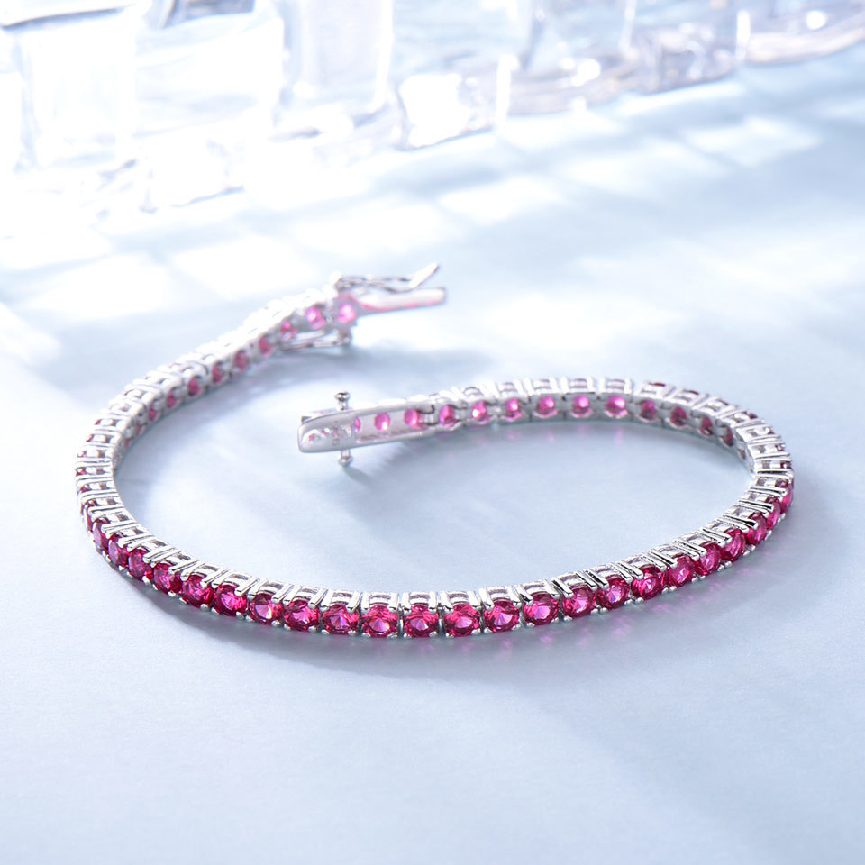 Umcho Rich Color Created Ruby Bracelet For Women 925 Sterling Silver Jewelry January Birthstone Romantic Wedding Fine Jewelry J190612