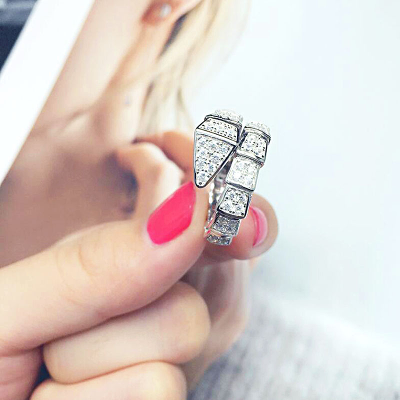 Fashion Snake Ring White Gold Filled Micro Pave Diamond cz Engagement Wedding Band Rings For Women Bridal Party Jewelry Gift
