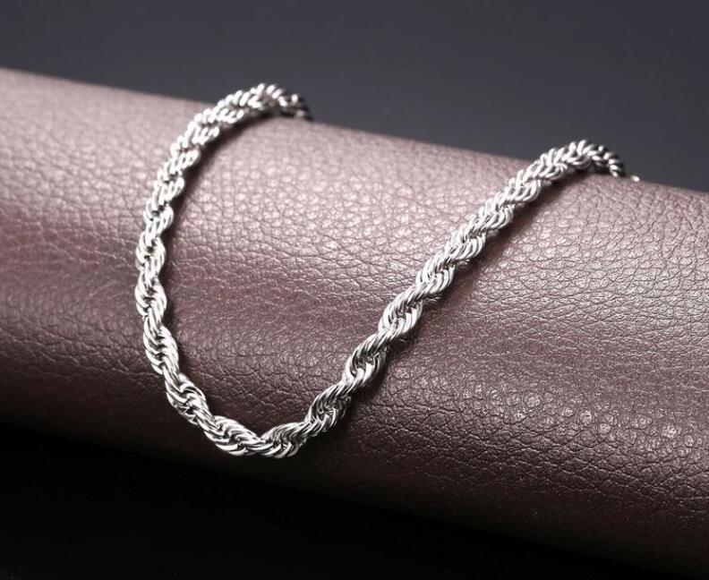 18K 6mm Real Plated Stainless Steel Rope Chain Necklace for Men Gold Chains Fashion Jewelry Gift