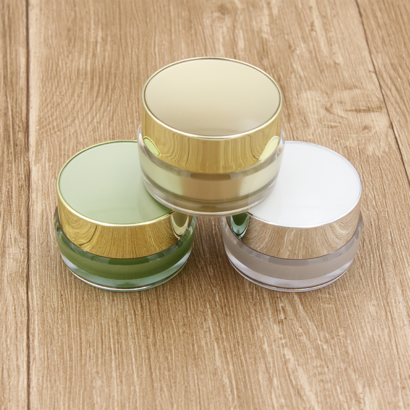 Shiny Acrylic Plastic Bottle Cream Jar 5g 10g 15g 30g for Cosmetic Packaging Containers Gold White