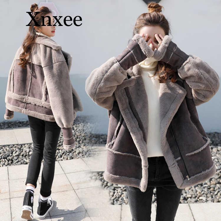 Women 2020 Autumn Winter Casual Imitation Lamb Fur Soft Suede Jacket Female Loose Thick Warm Faux Sheepskin Short Outerwear girl, Brown
Women 2020 Autumn Winter Casual Imitation Lamb Fur Soft Suede Jacket Female Loose Thick Warm Faux Sheepskin Short Outerwear girl, Brown