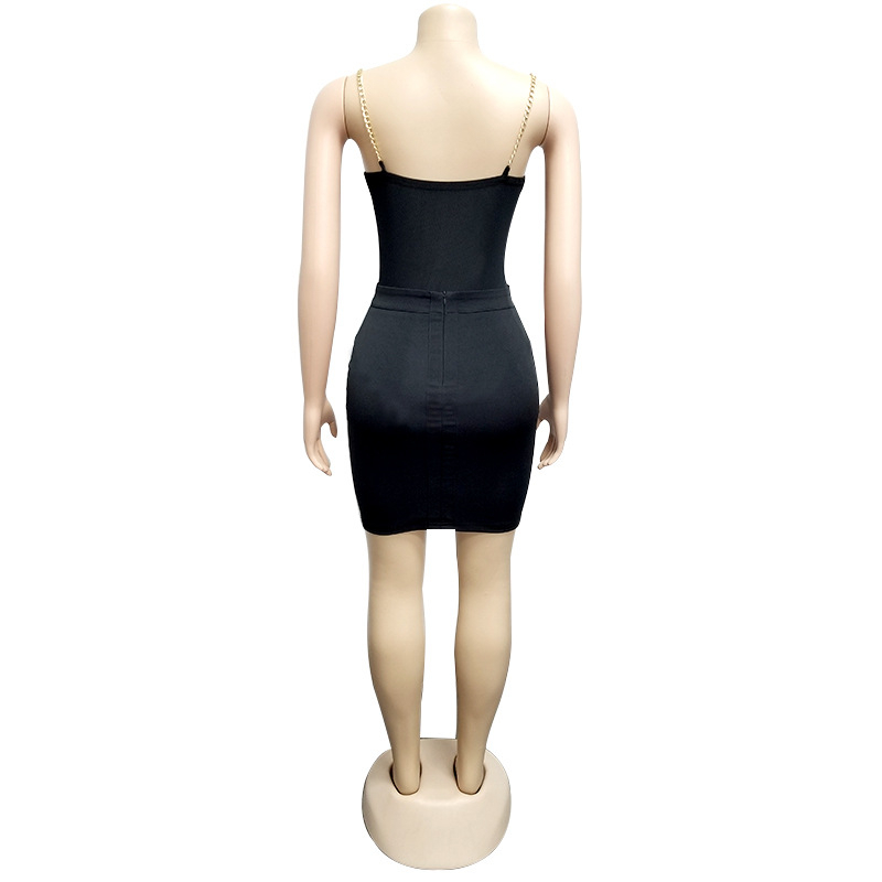 Adogirl Sexy Sheer Mesh Chain Spaghetti Straps Dress Two Piece Set Women Sleeveless Bodycon Mini Night Club Party Dress Vestidos T200106
