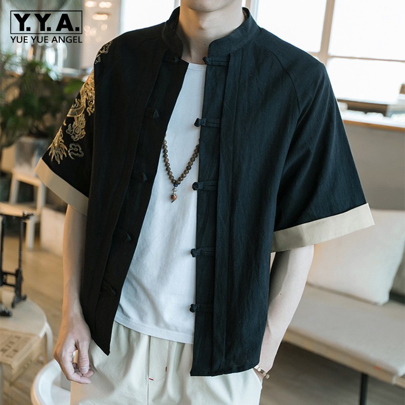 Summer Vintage Men Plus Size 10XL Loose Cotton Linen Shirt Male Half Sleeve Stand Collar Buttons Retro Dragon Embroidery Shirts, Black
Summer Vintage Men Plus Size 10XL Loose Cotton Linen Shirt Male Half Sleeve Stand Collar Buttons Retro Dragon Embroidery Shirts, Black