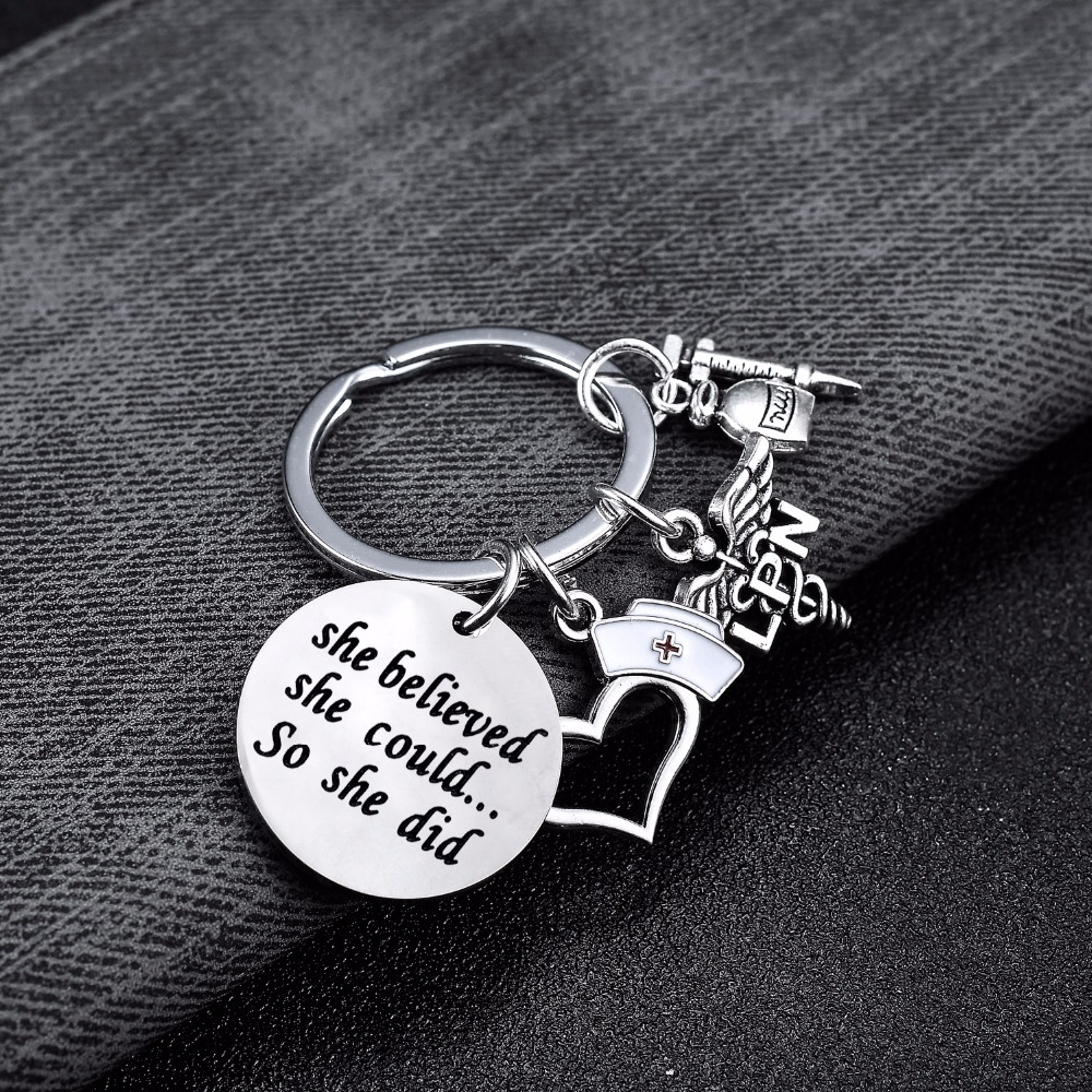 Inspirational Gifts Syringe Doctor Nurse Cap Heart Keychain Stainless Steel Keyring Medical Graduation Jewelry, Silver
Inspirational Gifts Syringe Doctor Nurse Cap Heart Keychain Stainless Steel Keyring Medical Graduation Jewelry, Silver