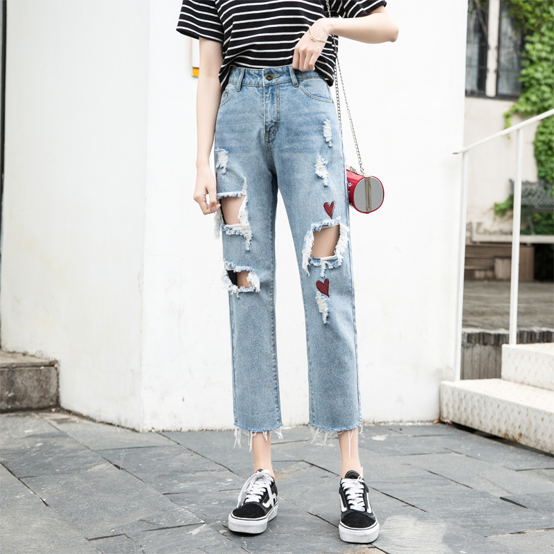 Woman Jeans High Waist Loose Harem Pants Trend 2020 Korean Style Printed Hole Zipper Pocket Casual Female Ankle-length Pants, Blue
Woman Jeans High Waist Loose Harem Pants Trend 2020 Korean Style Printed Hole Zipper Pocket Casual Female Ankle-length Pants, Blue