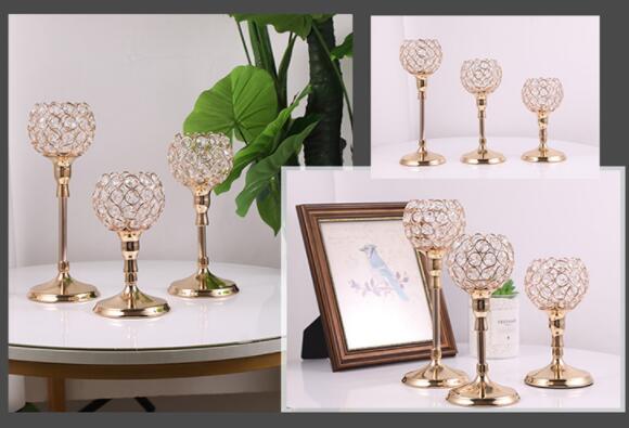 Wedding Centerpieces Candlesticks Gold color Acrylic Candle Holders one Set of 3 three sizes for wedding home Table Centerpieces