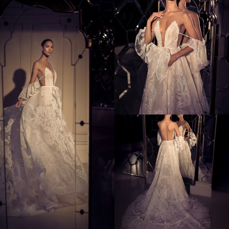elihav sasson wedding dresses off shoulder lace beads backless chapel bridal gowns plus size beach wedding dress robe de marie
