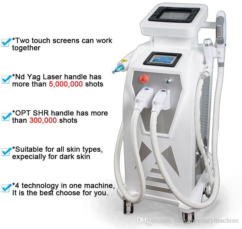 Newest Feature Multifunction is one equipment integrates with OPT + RF + E-Light + ND: YAG Laser systems Hair removal beauty machine
