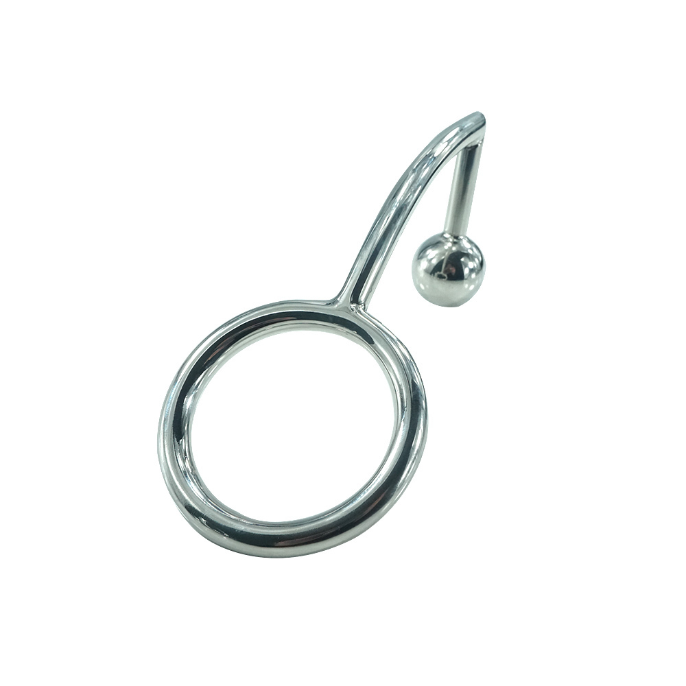 40mm,45mm,50mm for choose Stainless Steel butt plug ball anal hook with penis ring fetish cock chastity device sex toys for men Y18110402