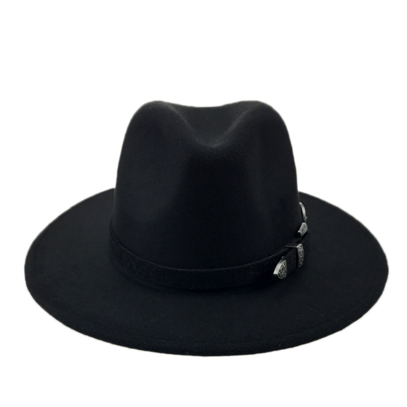 Winter Panama Hat Women Elegant Felt Caps Male Vintage Trilby Hat Wide Brim Fedora CAPS with Belt Chapeau Homme Feutre YY18016 T200106