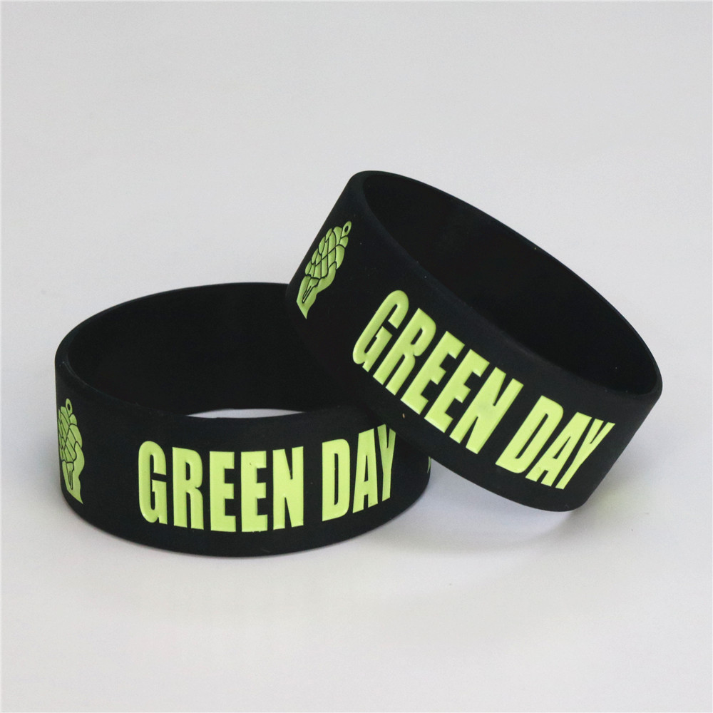 Hot Sale 1PC GREEN DAY Silicone Bracelets & Bangles Black Silicone Wristband BRACELET for Music Bands Fans Concert Gifts SH070