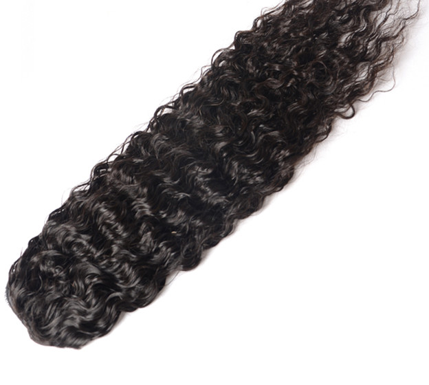 Clip in Ponytail Extension Long Straight Kinky Thick Curly Human Hair Fluffy Pony Tail Wrap Around 24 Inch - Black Brown