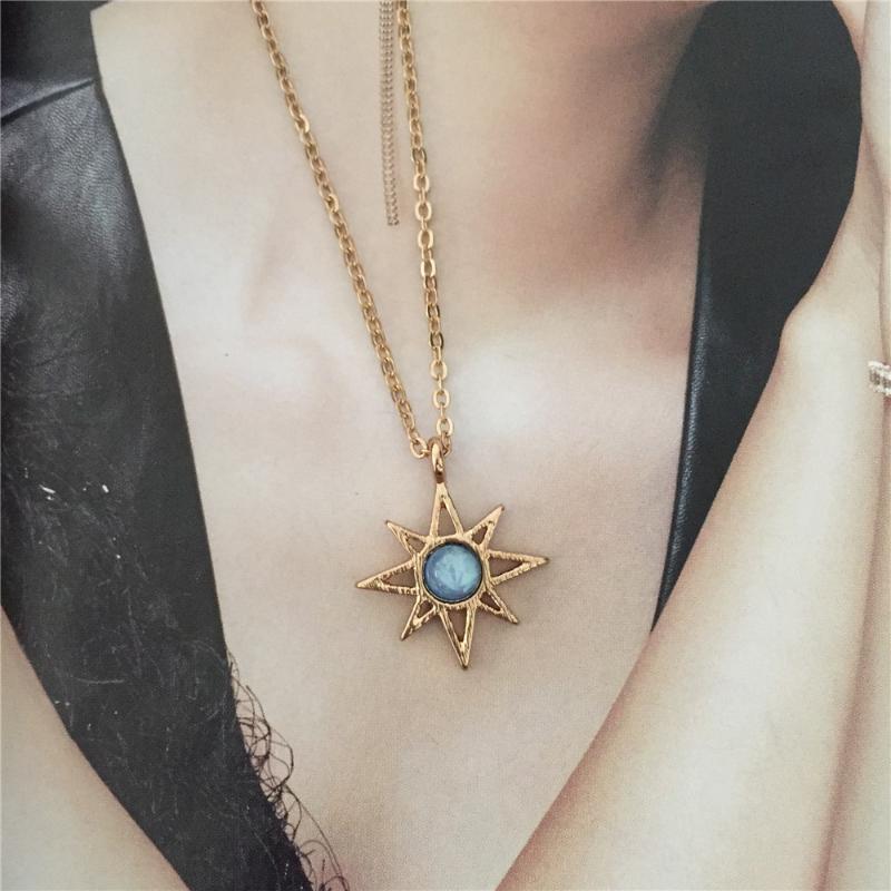 Cute Gold Color Plating Horn Star Triangle celestial Skyblue Stone Pendant Necklace For Women Girl Lady Gift Lovely Decoration
Cute Gold Color Plating Horn Star Triangle celestial Skyblue Stone Pendant Necklace For Women Girl Lady Gift Lovely Decoration
