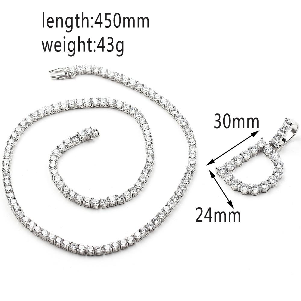 Zircon Tennis Letters Necklaces Pendant For Men Women Silver Color Fashion Hip Hop Jewelry Personalized Name Chain