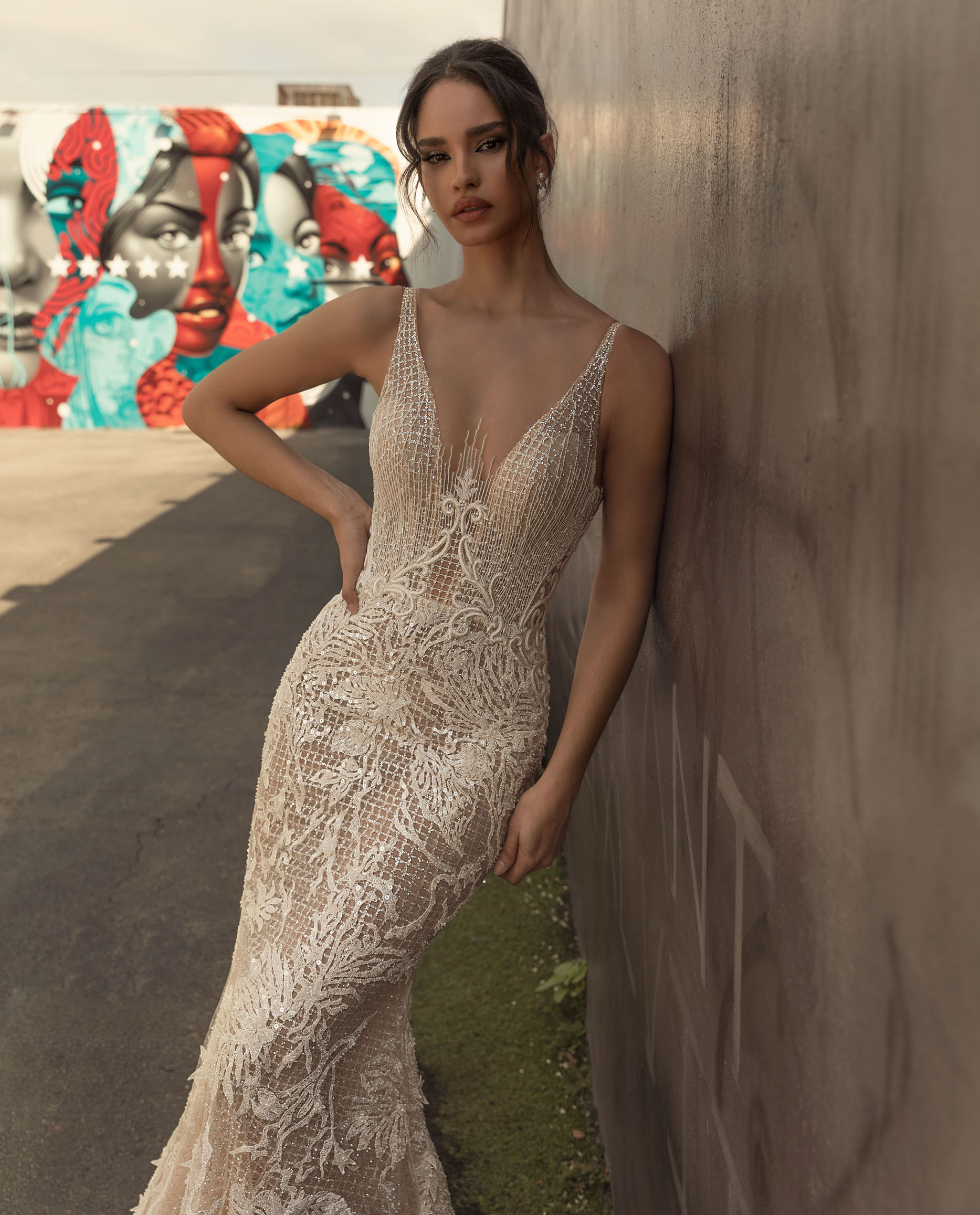 Sexy Boho Mermaid Wedding Dresses Sleeveless V Neck Lace Sequined Bridal Gowns Backless 2020 vestido de novia