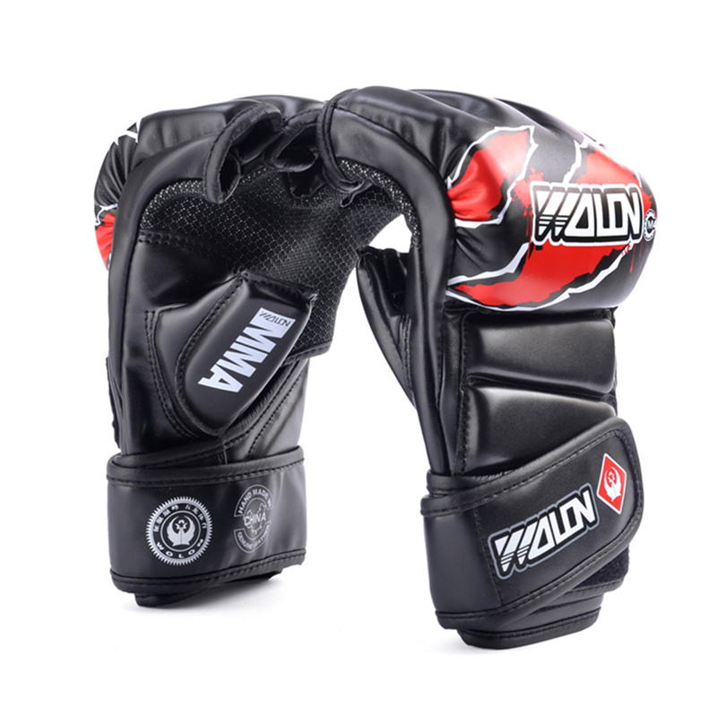 MMA Kick Boxing Gloves Mitts Fight Punch Mitts PU Leather Training Gloves Muay Thai Kickboxing Gloves for Sanda Karate Sandbag T191226