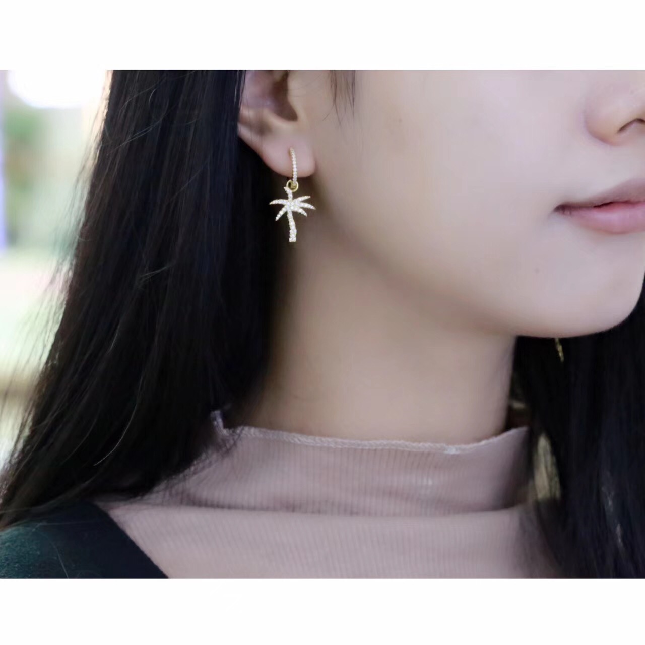Fashion-Silver Fashion Simple Women Coconut Palm Tree Dangle Earring Drop Earrings Summer Holiday Hawaii Earring jewelry English Lock