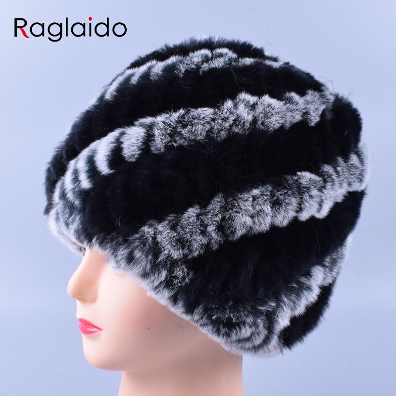Genuine Rex Rabbit Fur Hat Snow Cap Winter Hats for Women Girls Real Knitting Skullies Beanies natural fluffy hat LQ11169 S18120302