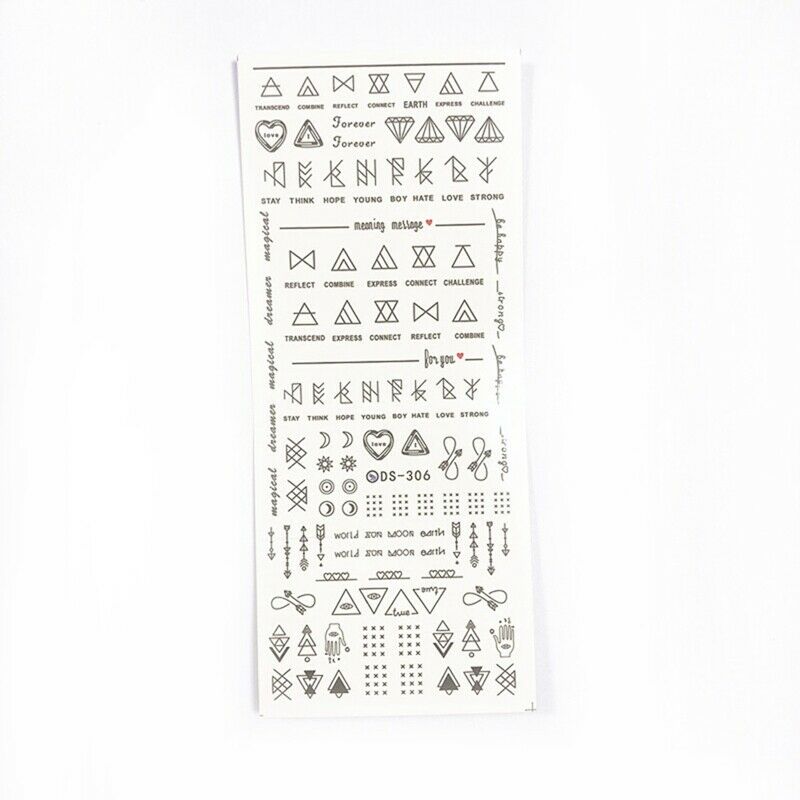 Manicure Water Applique Transfer Sticker Letter Theme Nail Decorating Technique DIY Beaut.A874